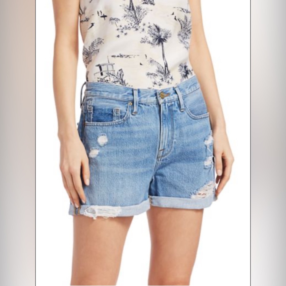 Frame Denim | Le Beau High -Rise Denim Shorts